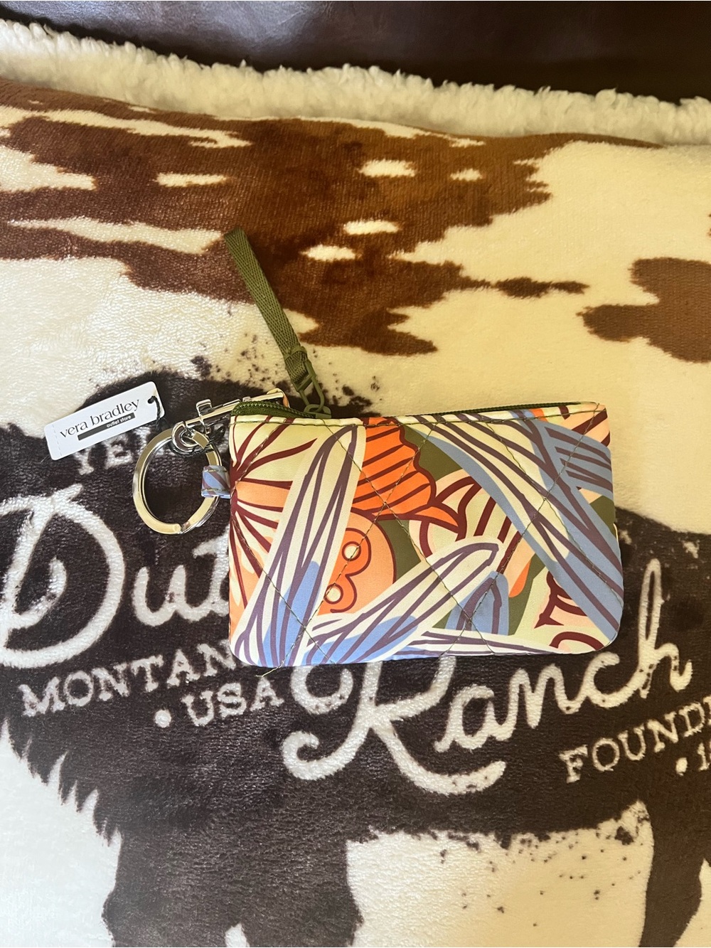 Vera Bradley Tropical Floral Keyring Wristlet - Orange, Blue, Green